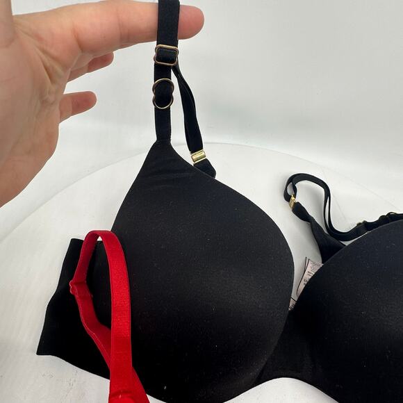 Victoria's Secret Red and Black Lined Demi Bras Size 34C Lot of Two Sexy - Picture 8 of 10